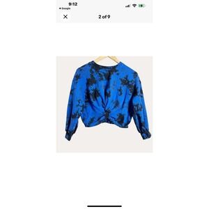 NWT Alice & Olivia Tie Dyed Crop Sweater Sz XS Blouson Sleeve, Preppy Streetwear
